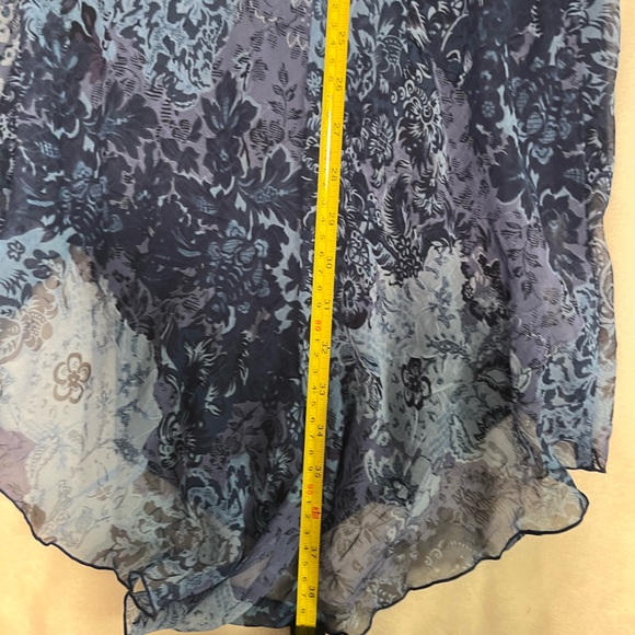 Vintage Midi Asymmetrical Cowl Neck Dress Size 2 Blue Pattern - Picture 6 of 10